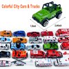 24 Pack Car Toys for Toddlers 1-3, Toy Cars Bulk Goodie Bags Stuffers Party Favors for Kids 3-5, Play Truck Car Toys Mini Fire Trucks Ambulance Police Helicopter Toy Christmas Stocking Stuffers