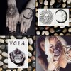 Oottati Waterproof 9 Sheets Back of Hand Fake Temporary Tattoo Stickers - Black Halloween Skull Horror Eye Devil Sun Moon Totem (Halloween)