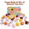 33 Pcs Mini Animal Pull Back Toy Cars for Boys Girls Kids Toddlers, Party Favors Teacher Classroom Treasure Box Prizes, Pinata Fillers, Goodie Bag Stuffers, Bulk Toys for Easter Valentine