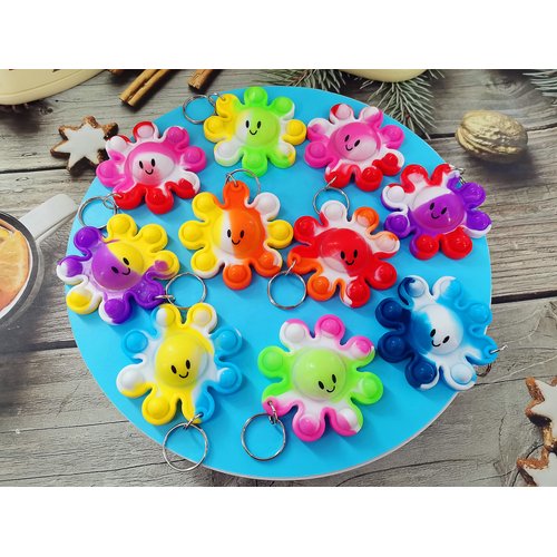 HOZKEAP 10 packs Bulk Mini pop Fidget Keychain，birthday Party Favors Supplies Classroom summer Student Prize