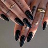 GLAMERMAID Black Press on Nails Medium Almond, Hot Pink Ombre Short Fake Nails Acrylic False Nail Kits Galaxy Star Design, Matte Stick Glue on Nails Sets, Oval Gel Nails Stiletto Full Cover for Women