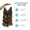 DOORES Human Hair Extensions Wire Hair Balayage Chocolate Brown to Honey Blonde 75g Hair Extensions Straight Wire Extensions Hairpiece with Transparent Fish Line 14 Inch