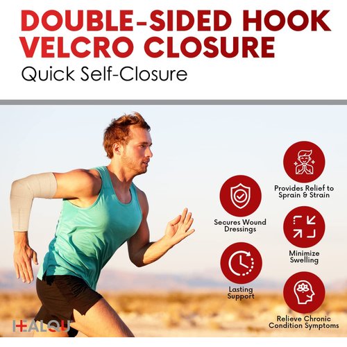 HEALQU Premium Elastic Bandage - Self-Closure Compression Wrap for Legs, Knees, Ankles, Wrists, Elbows, Shoulders - 4 Inch by 5 Yards, Box of 4 Rolls Athletic Stretchable Bandage Wrap