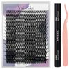 Lash Extension Kit 50D Fluffy Cluster Eyelash Extensions Kit 300 Pcs DIY Individual Lashes Kit with Lash Bond and Seal and Lashes Tweezers 8-16mm Mix D Curl Wispy False Eyelashes Pack, by Yaiseiko