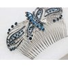 Faship Gorgeous Navy Blue Rhinestone Crystal Huge Floral Hair Comb