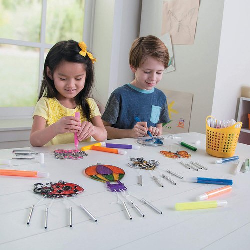 Fun Express Suncatcher Paint Pens Bulk Kit - VBS Vacation Bible School Supplies/Decor - 24 Colors, Set of 72 Markers - DIY for Kids and Classroom Supplies