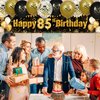 Black Gold 85th Birthday Decorations for Men Women, Black and Gold Birthday Yard Banner Sign and 18 PCS 85th Happy Birthday Balloons for 85th Anniversary Birthday Party Supplies Outdoor Yard Decor