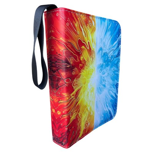 Vibrant Artistic Trading Card Binder with Sleeves, Fire and Ice Design, 4 pocket Trading Card Binder, 400 pocket, PU Collection Card Album, Folder for Game Cards