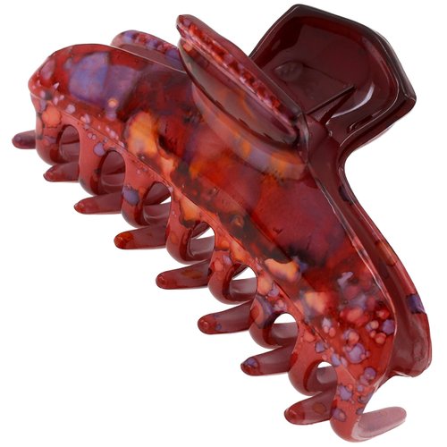 Camila Paris CP3309 French Hair Claw Clip - Strong Hold No Slip Grip, Thick for Long Curly Wavy Hair, Red, Fashion Styling Accessory, Made in France