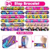 Cherisnowy 48 90s 24PCS 90s Temporary Tattoos Sticker 24PCS Slap Bracelets Perfect for Themed Birthday Party Favors Baby Showers or Classroom Rewards Ideal Decor and Gifts for Girls and Boys
