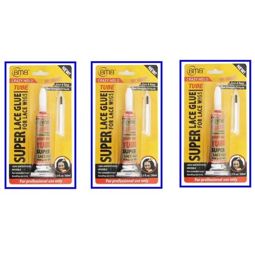 [BMB] Super Lace Glue for Lace Front Wigs Crazy Hold Tube 1.0 fl.oz (3 Pack)