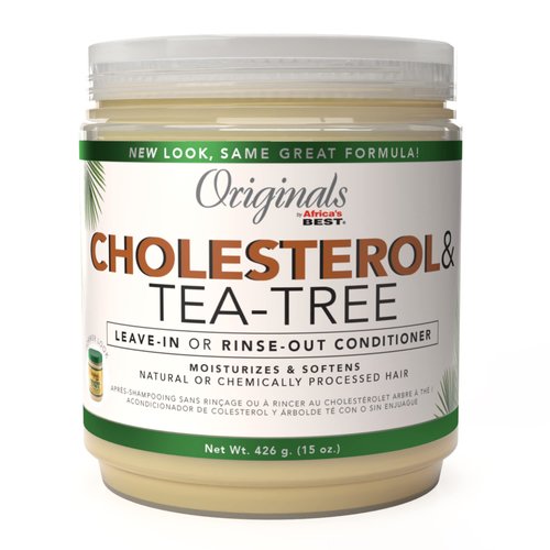 Originals by Africa's Best Cholesterol Tea Tree Oil, Rinse-Out Plus Leave in Conditioner, Repair and Revitalize Damaged, Dry, Overprocessed Hair, 15 oz