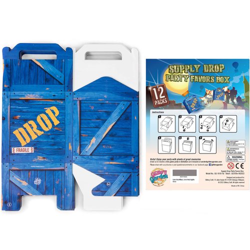 Glittery Garden Game Party Military Supply Loot Drop Box Party Favors, 12 Pcs. Party Decoration and Gift Bags, Gaming-Themed Birthday Activities