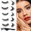 5 Pairs Mixed Self adhesive eyelashes, False Eyelashes Natural Look, Waterproof wispy lashes with Tweezers, Reusable self adhesive eyelashes, Self Sticking No Glue Lashes for Women