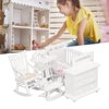 1:12 Dollhouse Baby Furniture Model Set Miniature Baby Crib Rocking Horse Chair Cabinet Decoration Accessories