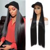 GUOJIAN Baseball Cap with Straight Hair Extensions 32inch Straight Long Hairstyle Adjustable Wig Hat Attached Synthetic Hairpiece for Woman (1B/99, 32Inch)