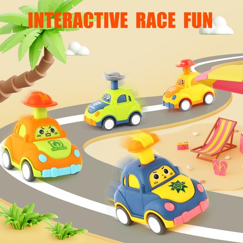 QSONSELL Car Toys for Toddlers 1-3 One Year Old Boy Birthday Gift for Boys Girls Pull Back City Vehicle Toys Party Favors for Kids