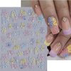 Generic 5D Flower Nail Stickers for Nail Art Self-Adhesive Daisies Design Nail Decals Personalized yellow blue white Flowers Nail Art Stickers Nail Stickers for Women DIY Manicure Tip 3 Sheets