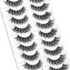 KSYOO 10 Pairs D Curl 8-15mm Cat Eye Lashes, Clear Band 3D Fluffy Wispy Faux Mink Lashes That Look Like Extensions,Semi-dramatic Russian Strip Eyelashes Pack-10 Pairs (Clear Band V1-10 Pair)