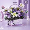 MEIEST Flower Bouquet Building Blocks Model Set,Simulation Artificial Rose Handheld Gift Box for Valentine's Day,Bonsai Plant Building Bricks Toys,Home Decor (Mist Purple)