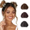 Cat Ears Hair Donut Chignon Claw Clip in Messy Hair Bun Space Bun Hair Pieces Cat Ears Bun Hair Extensions Wig Accessory Ponytail Hairpieces for Women Girls (Light Brown)