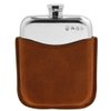 English Pewter Company 6oz Pewter Liquor Hip Flask with Luxury Brown Leather Pouch [PLF01]