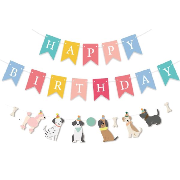 Elaliyi Dog Banner Happy Birthday Banner Dog Themed Banner Happy Birthday Colorful Decoration Dog Birthday Party Supplies