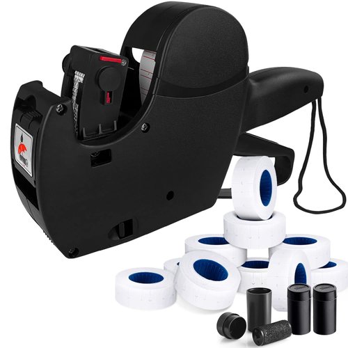 8 Digits Pricing Gun Price Tag Gun, Price Gun with Labels with 3 Ink Refill Label Gun Pricing Guns and 10 Roll Label Paper for Office Retail Shop Grocery Store Organization Marking (Black)