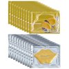 24K Gold Gel Crystal Collagen Eye and Lip Mask Set, 15 Pairs Gold Eye Mask & 15 Pcs Gold Lip Mask for Moisturizing, Collagen Under Eye Mask for Dark Circles Puffiness and Wrinkles