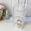 BLVRYVIO Hair Accessories Organizer for Girls, Clear 3 Stackable Acrylic Hair Tie Organizer for Headband, Bows, Cotton Swab Organization, Bathroom Containers Hair Clip Holder Storage with Lids