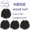 HBNK Jamaican Bounce Crochet Hair-4 Packs 6 Inch Wand Curl Crochet Hair For Black Women (6 Inch (Pack of 4), 1B)
