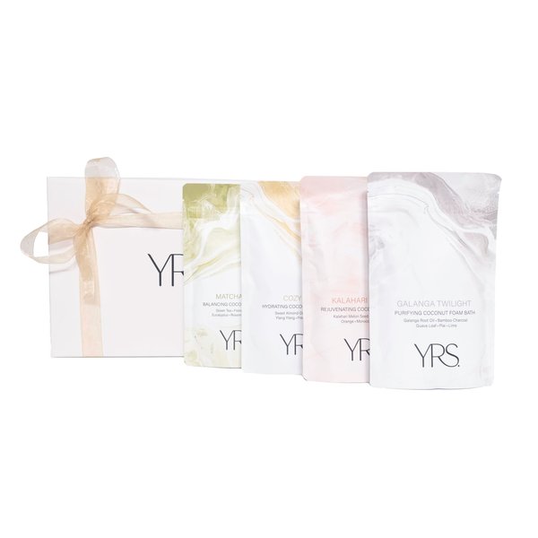 YRS Coconut Foam Bath Aromatherapy Gift Set (4 Pack in Wrapped Gift Box)