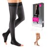 mediven sheer & soft for Women, 30-40 mmHg Thigh High w/Lace Silicone Top Band Open Toe Compression Stockings, Ebony, II-Standard
