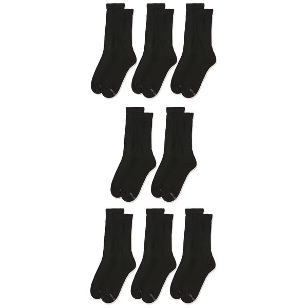 MediPEDS Men's 8 Pack Diabetic Crew Socks with Non-Binding Top, Black, Shoe Size: Men 9-12 / Women 10-13