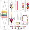 Bird Toys for Conures with Colorful Ladder Hammock Bird Cage Accerious Bird Perch Stand Chewing Toys Hanging Bell for Parrot Parakeet Cockatiel Lovebirds