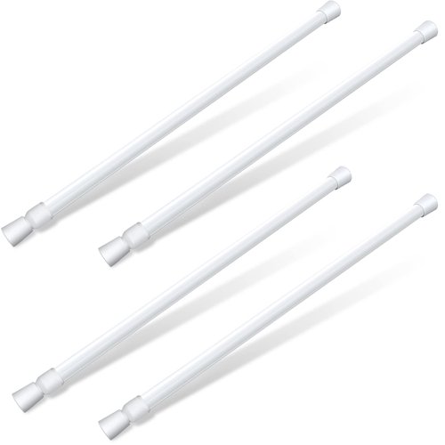 Window Security Bar Adjustable Sliding Glass Door Lock White Security Stick for Door with Rubber Tips, 1.18 Inch in Diameter, 23.62-39.37 Inch in Length (4 Pieces)