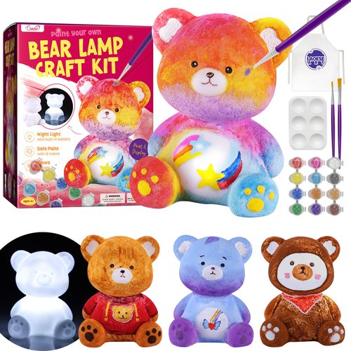 Paint Your Own Bear Lamp Kit, Art Supplies Arts & Crafts Kit, Painting kit for Kids 6-12, Arts and Crafts for Kids Ages 8-12, Toys Girls Boy Birthday Christmas Gift Ages 3 4 5 6 7 8 9 10 11 12+