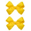 HAIRBOWS Girls' 2 Pack of Grosgrain Hair Bows with Knot Wrap Center on Hair Clips, All Ages and Hair Types, 6 Inch Bows, Yellow
