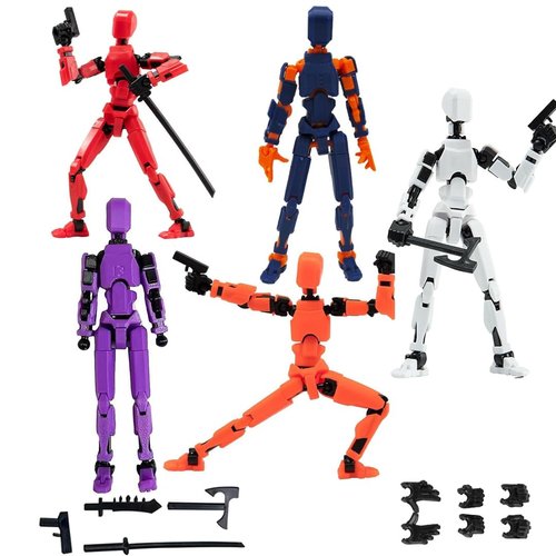 5pcs 3D Printed Multi-Jointed Movable Robot Set, T-13 Action Figure Set, for Collectors Desktop Decorations (5pcs)