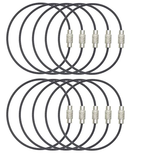 Mini Skater Stainless Steel Wire Cable Key Chain Key Ring Easy to Lock(Black)