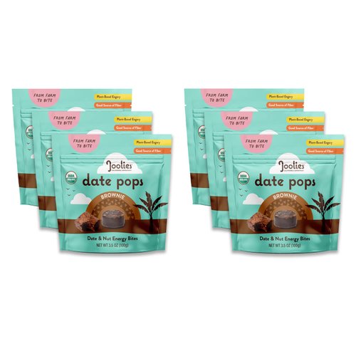 Joolies, Date Pops, Brownie (3.5 Ounce, Pack of 6) - Gluten Free, Kosher, USDA Organic, Cake Pop Alternative