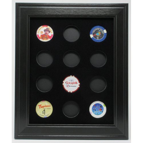 Tiny Treasures, LLC. 12 Casino Poker Chip Picture Display Wall Frame (Chips NOT Included) Made in USA