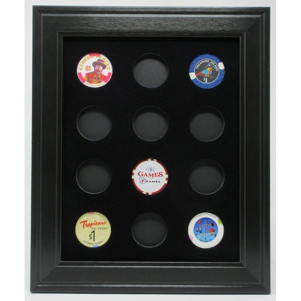 Tiny Treasures, LLC. 12 Casino Poker Chip Picture Display Wall Frame (Chips NOT Included) Made in USA