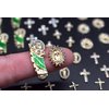 LIFOOST 3D Cross Nail Rhinestones Charms San Judas Tadeo Virgin Mary Nail Charms for Acrylic Nails 24 Pcs Gold Nail Art Jewels Accessories Metal Shiny Alloy Crystals Gems DIY Supplies Decorations Set