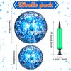 Lewtemi 12 Pcs 24 Inch 16 Inch Inflatable Glitter Beach Balls Clear Confetti Swimming Balls Jumbo Pool Balls for Outdoor(Blue)
