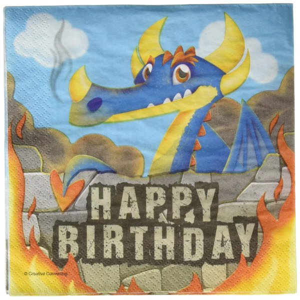 Creative Converting Dragon Happy Birthday Lunch Napkins Party Supplies, Multicolor