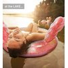 CoTa Global Inflatable Angel Wings Pool Float Ring, Confetti Transparent Lounger for Summer Pool Party Fun Beach Lake - UV Resistant Vinyl Water Tube Toy - Glitter Rose Gold
