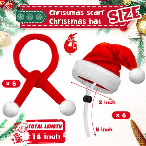 Weewooday 12 Pcs Christmas PET Hat Scarf Set Mini Santa Hat Scarf Xmas Small Animal Hat with Adjustable Chin Strap for Hen Duck Bunny Cat Dog Hamster Guinea Parrot (Classic Style, Small)