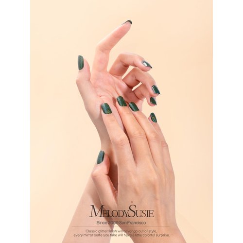 MelodySusie Press on Nails Short Square Acrylic Fake Nails Kits Press on False Supremely Fit & Natural Nails Stick On Nails in 30pcs 12Sizes Disposable Manicure for Women and Girls, Forest Green