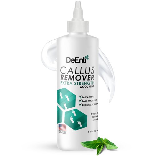 DeEnti Callus Remover for Feet, Extra Strength Foot Callus Remover Gel, 8oz Salon Grade Home Pedicure Supplies for Dry Skin, Cracked Heel, Professional Strength Callus Remover Foot Care, Cool Mint